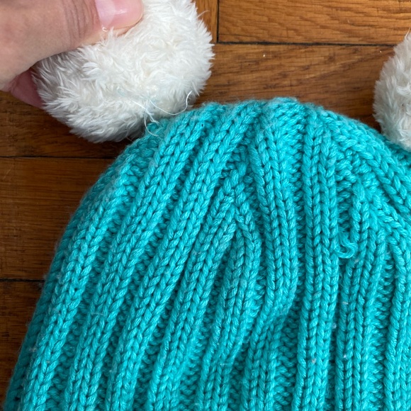 Columbia Kids' Turquoise Beanie with White Pom Poms - Picture 2 of 5